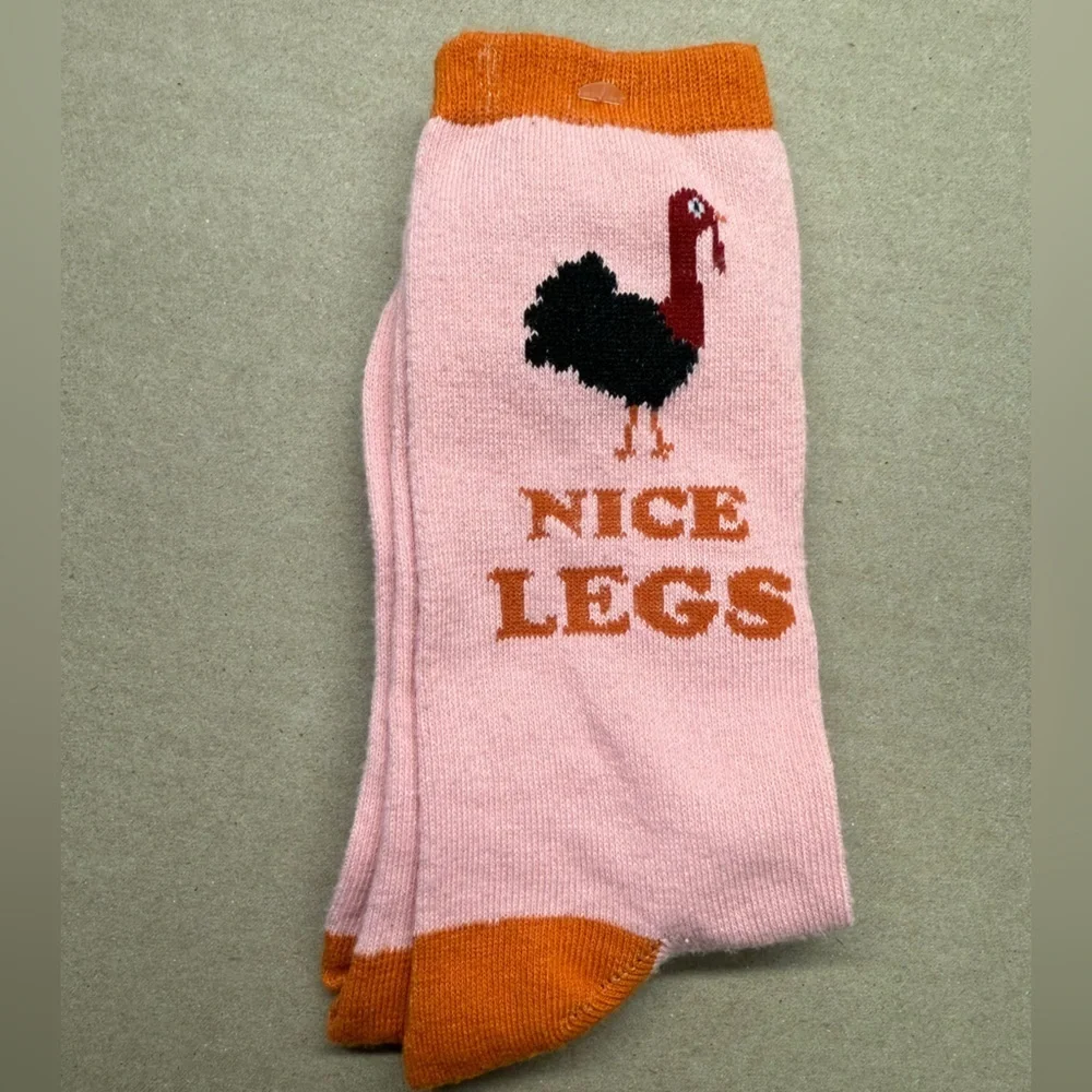 2 pairs Adult Size 6-12 Comical Thanksgiving Socks NWOT